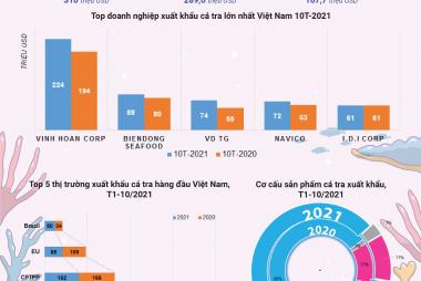 Infographic: Xuất khẩu cá tra Việt Nam 10 tháng đầu năm 2021