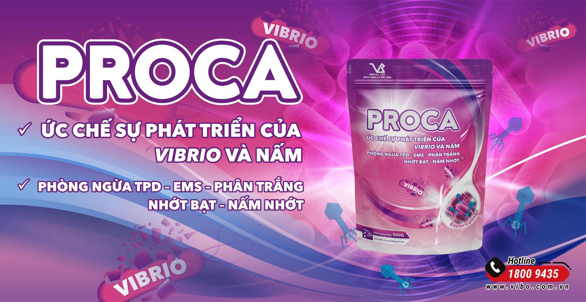 PROCA 2X - ỨC CHẾ SỰ PHÁT TRIỂN CỦA VIBRIO VÀ NẤM